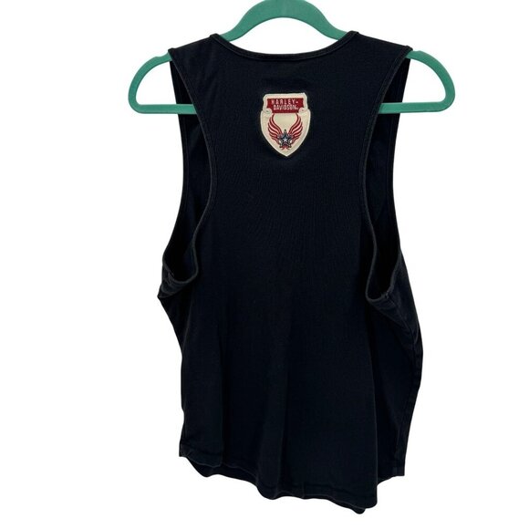 Harley-Davidson Black Cotton Tank Top Men XL Embroidered Logo Front & Logo Patch - Picture 2 of 7